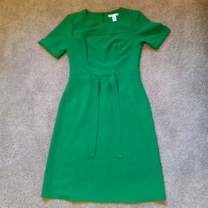 London Times Green Dress with short sleeves and tie.